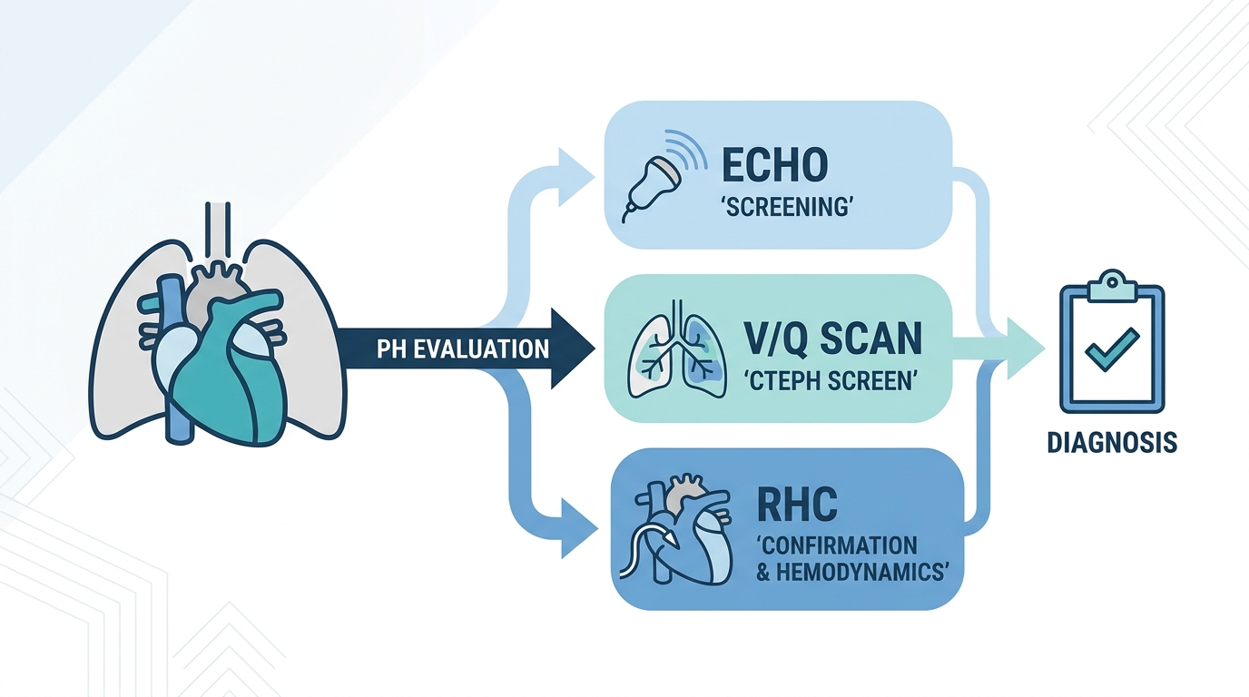 Pulmonary Hypertension Tests: Echo, RHC, V/Q | MDster